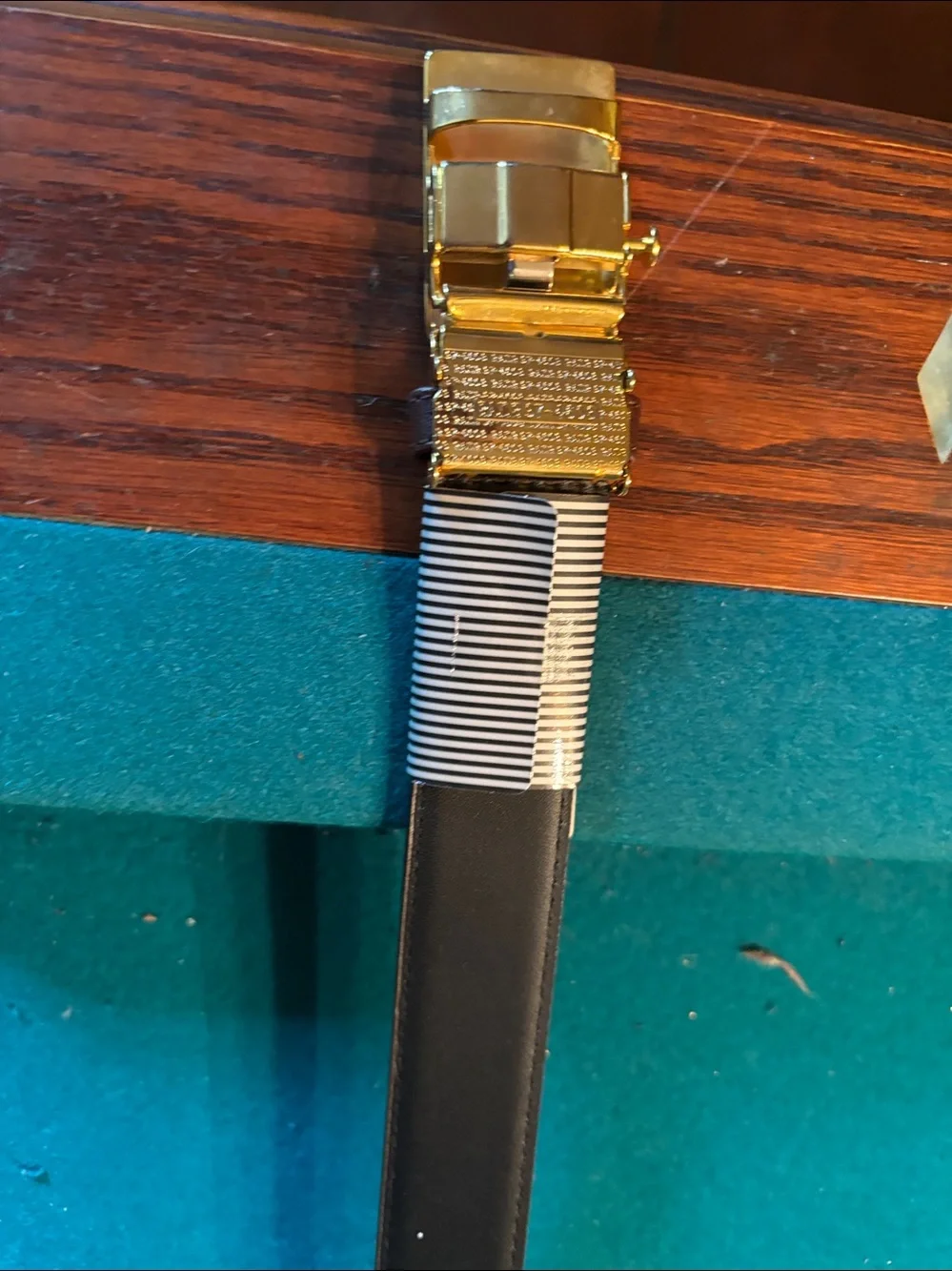 Brown Leather Belt with Gold Rectangular Buckle Vaso Milan NWTs.